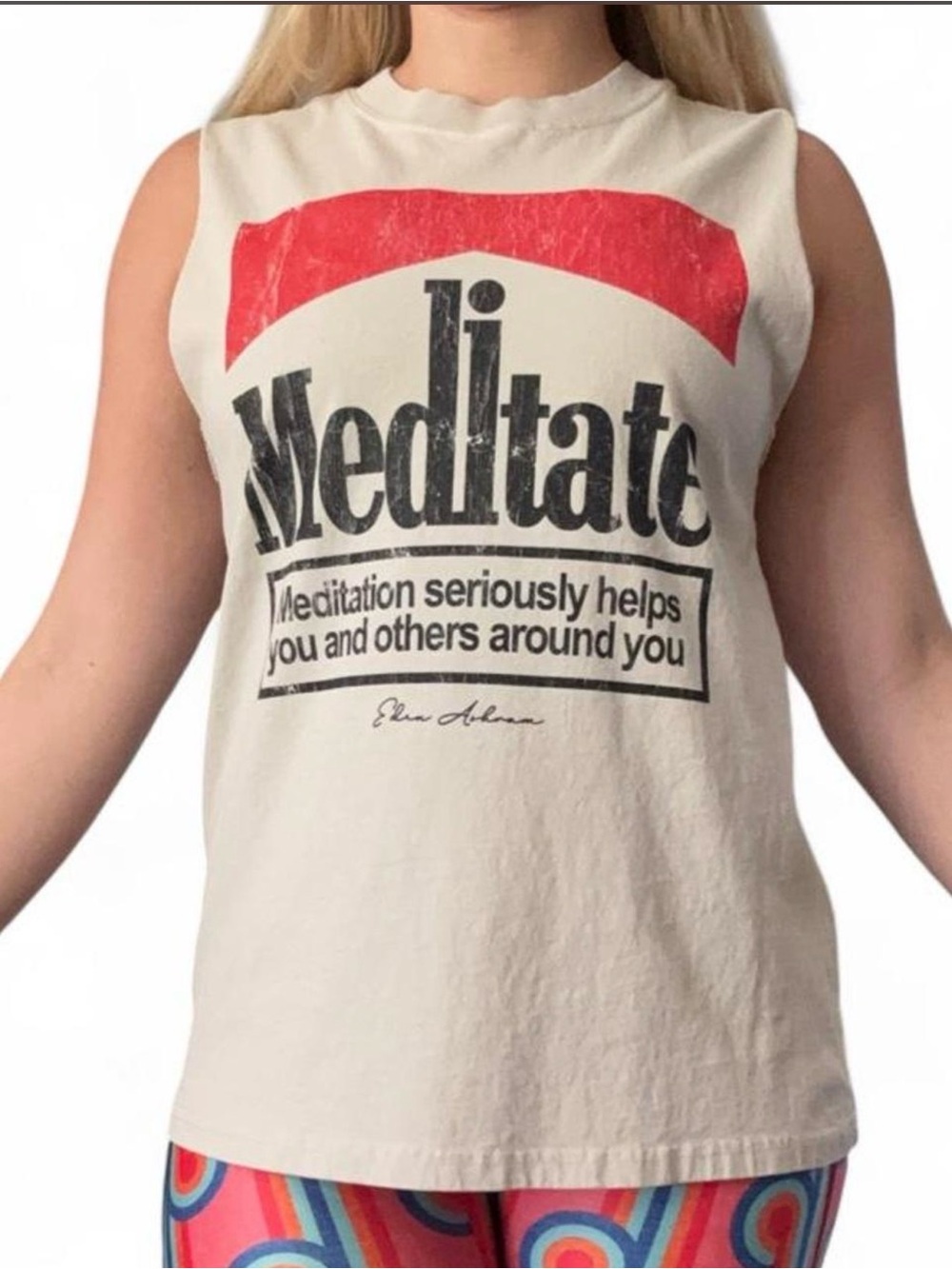 Eden Ashram Faded Rocker Heavyweight Organic Cotton Meditate Tank Top Size M
